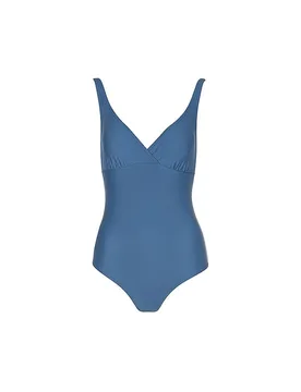 Damen Badeanzug V-Neck dunkelblau 42 W - DARLING HARBOUR - FashionsVida