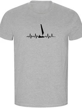 Sailing Heartbeat Eco Short Sleeve T-shirt Heather Grey 3XL Men - Kruskis - FashionsVida