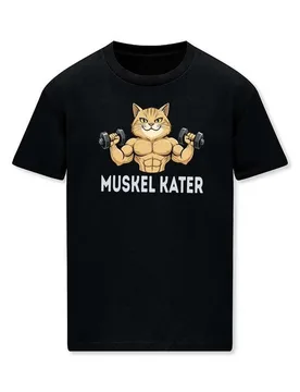 T-Shirt - Muskel Kater - M bis 3XL - für Männer - Größe 3XL - schwarz - Männer - male - Tierisch - FashionsVida