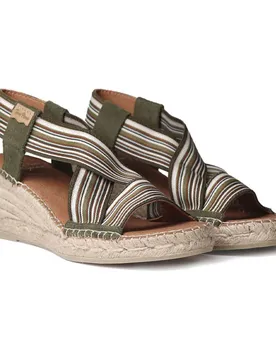Pons Sandales Compensées En Sparte Tina Khaki EU 45