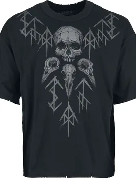 Oversize T-Shirt - Beaks, Claws & Skulls printed Oversized T-Shirt with destroyed effects - S bis XXL - für Männer - Größe XL - - Männer - male - Black Premium by EMP - FashionsVida