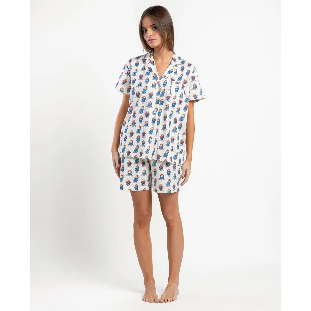 Pijama abierto corto de mujer de punto de algodón en color - Admas - FashionsVida