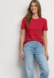 T-Shirt mit gerafftem Ärmel female Rot