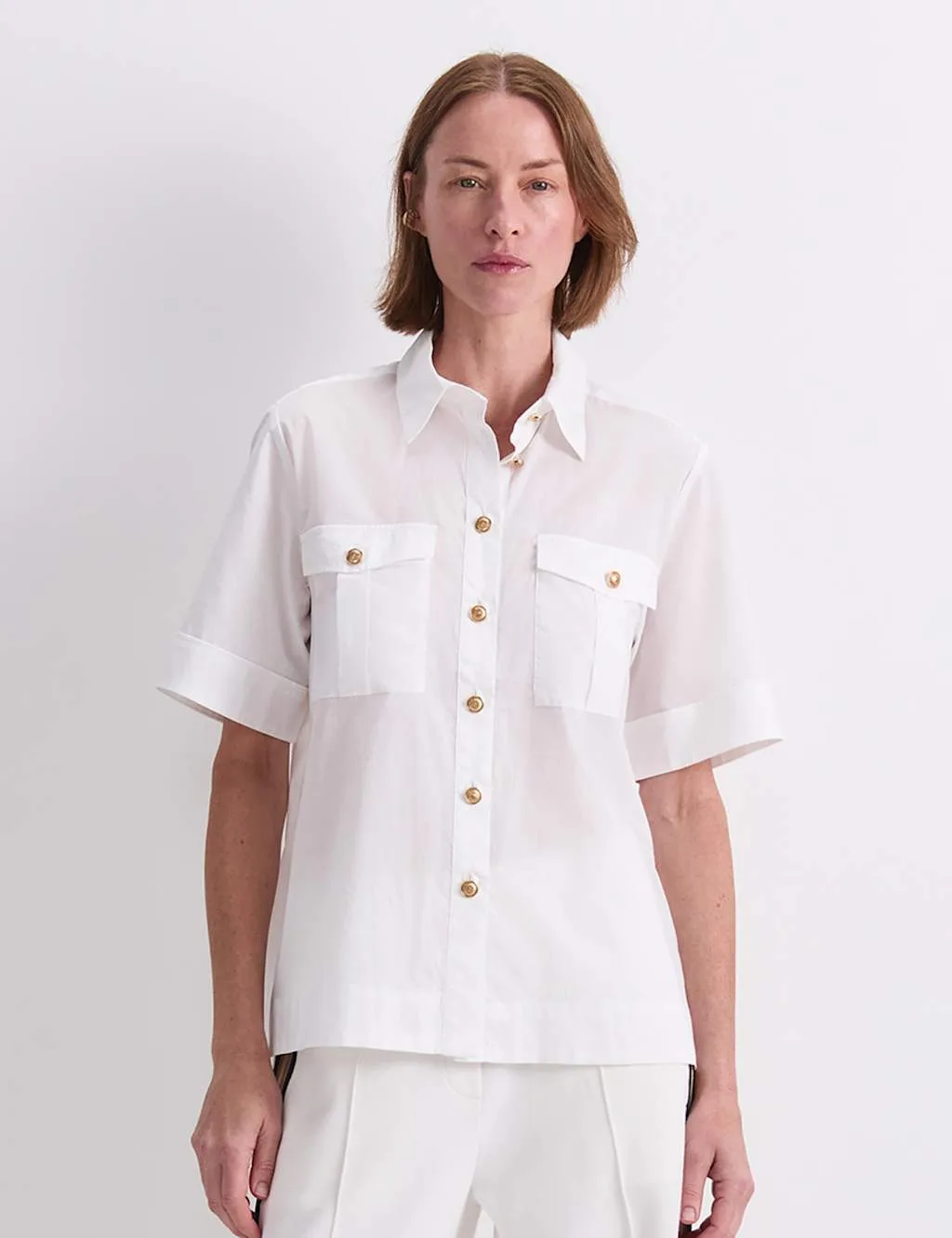 Pure Cotton Collared Shirt White female - Sportscraft - FashionsVida