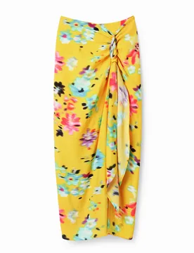 Jupe midi ouverture foulard YELLOW L female - Desigual - FashionsVida
