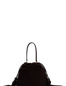 Leather Handbag with Tassels, Wide Enveloping Silhouette and Slim Handles (31 cm x 32.8 cm x 7 cm)