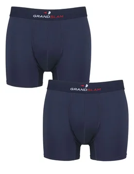 Mens 2 Pair Shaped Pouch Microfibre Trunks Navy S - Blue - Size: Small - Grandslam - FashionsVida