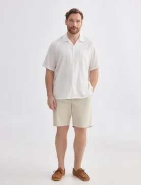 Camisa de manga corta de hombre tallas grandes cuello bowling - Dustin - FashionsVida