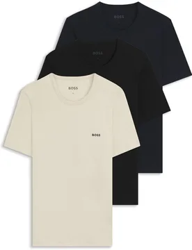 Mens Regular Fit Crew Neck T-Shirt 3 Pack In .Open Misc - Multicolour - Size X-Large - BOSS - FashionsVida