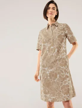 Hemdblusenkleid aus Baumwolle, noch offen: Filter Passform#normale Größen, Farbe Beige, 50, luftig leicht atmungsaktive Baumwolle Damen - Walbusch - FashionsVida