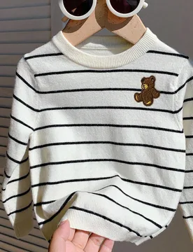 Pieza Suéter blanco de cuello para niño pequeño, moda de otoño de regreso a la escuela, top casual grueso y cálido de invierno, cómodo, simple y - Shein - FashionsVida