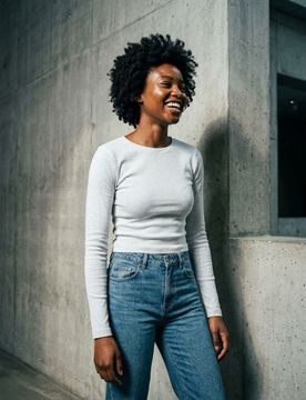 T-shirt basic a maniche lunghe - bianco