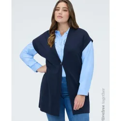 Chaleco de mujer largo en mezcla de viscosa ajuste oversize