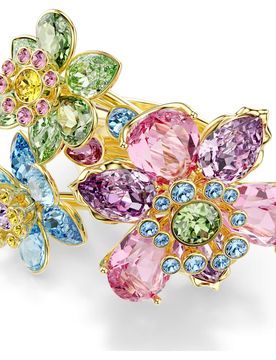 Idyllia Ring, Verschiedene Schliffe, Blume, Mehrfarbig, 18K Goldbeschichtet Unisex 55