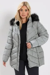 Women's Short Padded Coat in Grey Size: 20 - Grey - Size: 20