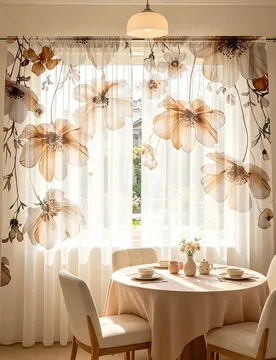 Pcs/Set Cortinas transparentes de estilo ligero y color claro con estampado floral - Con diseño de bolsillo para barra, proporciona privacidad e inst - Shein - FashionsVida