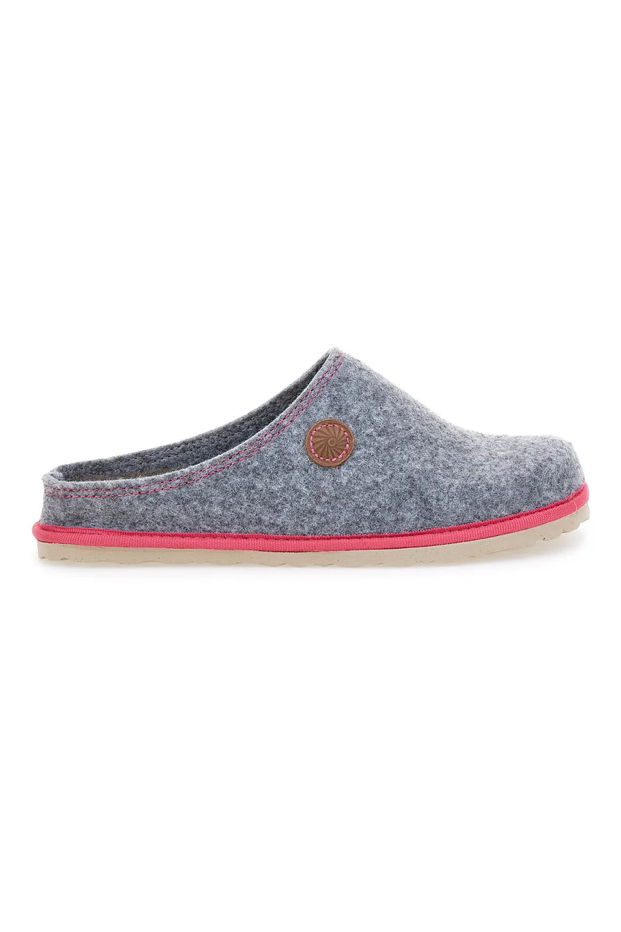 Ciabatte grigie in feltro con profilo rosa 39 CS 41 - Inblu - FashionsVida