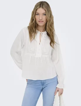 ONLVICKY LIFE L/S EMB TOP WVN NOOS female - XS - FashionsVida