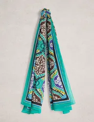 Pure Cotton Printed Beach Scarf Blue Mix female