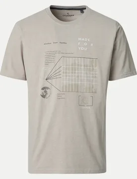 T-Shirt mit Schriftzug Beige M - Casamoda - FashionsVida