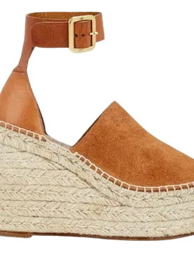 Chloe Tan Suede Espadrille Wedges - Chloe - FashionsVida