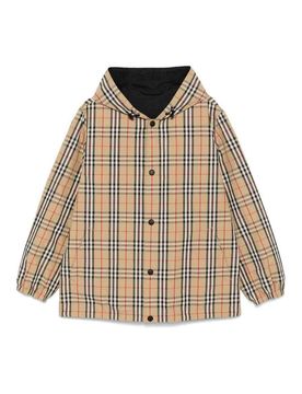 Giacca reversibile in nylon a quadri