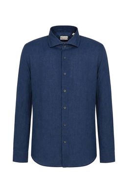 Xacus Camicia In Lino Blu