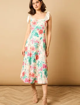 Womens Bow Strap Midi Prom Dress - Multicolour - Size 10 Uk - OASIS - FashionsVida
