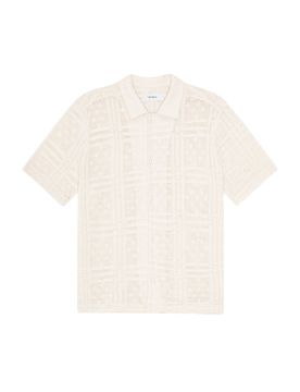 Hector Pointelle SS Shirt camicia in crochet maniche corte - egg white