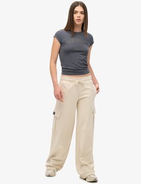 Superdry Damen Athletic Essentials Weite Cargo-jogginghosen im Vintage-look Creme - Größe: 38