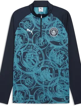 T-shirt à Manches Longues Avant-match Manchester City Fc 25/26 Deep Navy / Tropical Blue S