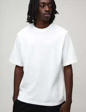 Men's Essential Regular Fit Waffle T-Shirt White Size X-Large White XL - boohooMAN - FashionsVida