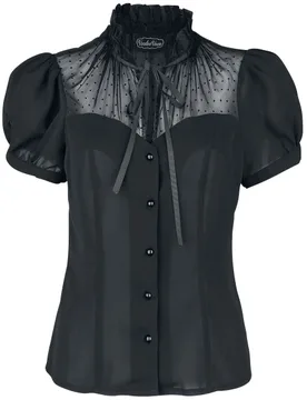 Rockabilly Bluse - Acid Doll Coalette Blouse - S bis XXL - für Damen - Größe L - schwarz - Frauen - female - Voodoo vixen - FashionsVida