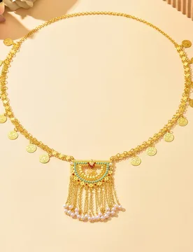 Middle East Dubai Jewelry for Wedding Ethnic Alloy Gold Plated Rhinestone Coin Long Hollow Tassel Women Necklace Golden - Aliexpress - FashionsVida