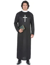 Bibeltreuer Priester-Herrenkostüm Pfarrer schwarz-weiss