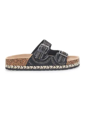 Ciabatte nere con doppia fascia decorata 14605 39 - ME & ME - FashionsVida
