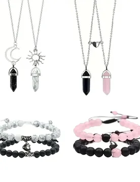Features of the Set: Crystal Points: Each piece is likely to feature natural crystals shaped into pointed hexagonal pendants. T - Aliexpress - FashionsVida