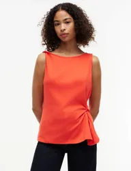 Pure Cotton Knot Front Top Red female