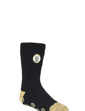 Pair Black Jailbird Minions Slipper Socks Kids Unisex 9-12 Kids (4-7 Years) - - Black - Size: 9-12 Kids - Heat Holders - FashionsVida