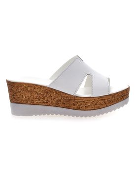 Ciabatte Bianche Con Fascia in Pelle e Platform Alto 342070428 39