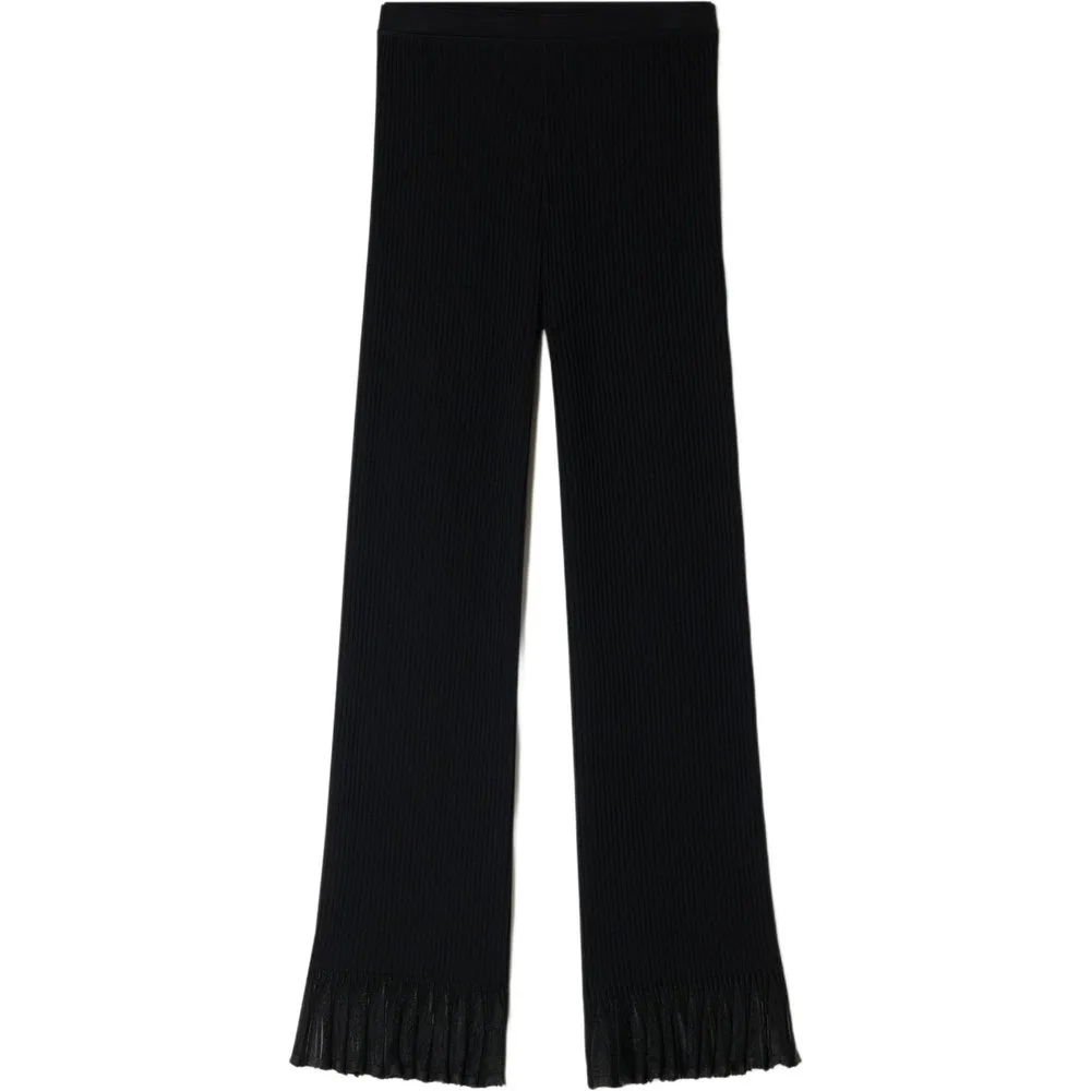 Pantalón de mujer recto con volantes - sandro - FashionsVida