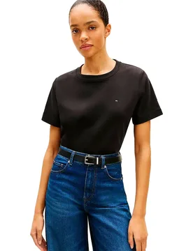 Maglietta A Maniche Corte Interlock Boxy Fit Black M - Tommy hilfiger - FashionsVida