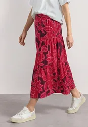 Maxi-Rock mit Volants und Print female Rot