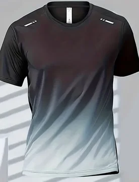 Men Gradient Color Quick Dry T‑Shirt Breathable Short Sleeve Athletic Tops Running Gym Fitness Training Sportswear For Summer - Aliexpress - FashionsVida