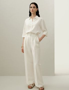 Donna Camicia Crepe Seta Pesante Bianco XS Elegante