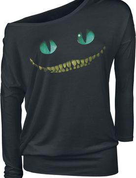Disney Langarmshirt - Grinsekatze - Lächeln - S bis 5XL - für Damen - Größe L - schwarz - EMP exklusives Merchandise! - Frauen - female