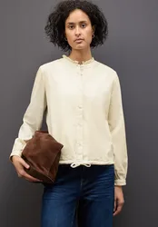 Cordbluse mit Tunnelzug female Beige