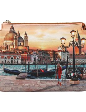 Borsa tracolla 3 scomparti stampa grafica Venice Sunset PU pelle