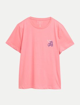 T-Shirt mit Rundhalsausschnitt Rosa S
