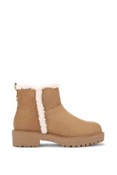 Women's 'Cosy Ankle' Fabric Boots in Tan Size: 4 - Tan - Size: 4